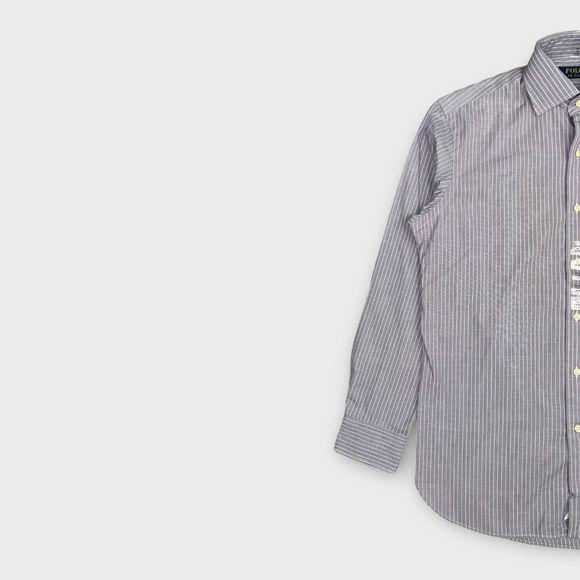 $168 Polo Ralph Lauren Men's 15 32/33 Striped Button Up Long Sleeve Shirt Purple - Picture 5 of 13